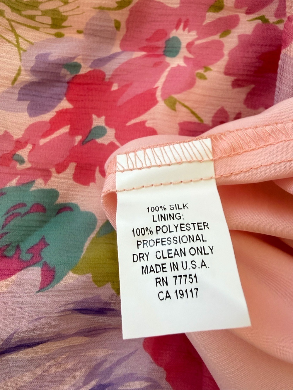 BETSEY JOHNSON VINTAGE 100% SILK FLORAL CHIFFON DRESS Size S - Picture 8 of 10